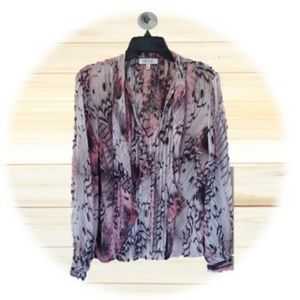 Jennifer Lopez Sheer Tie Neck Blouse